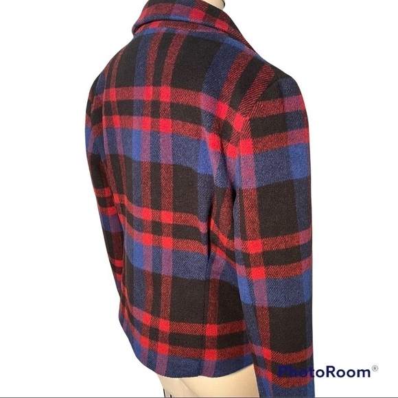 KLING boxy cropped buffalo plaid one button coat lined medium EUC - Picture 3 of 12